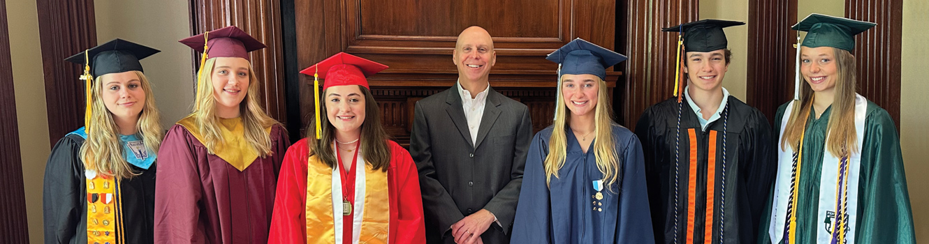 2023 IFS scholarship recipients with President Mike Jones