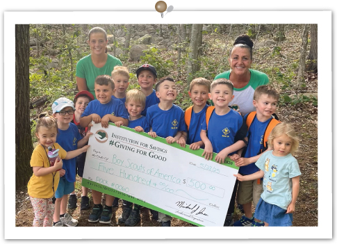 gloucester office presents check to Gloucester boy scouts
