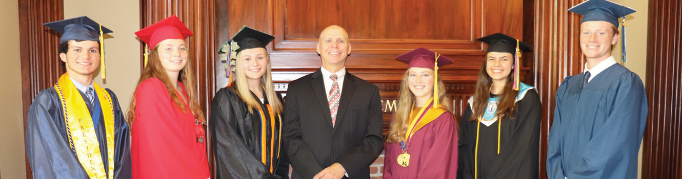 2021 Scholarship Recipients with President Michael Jones