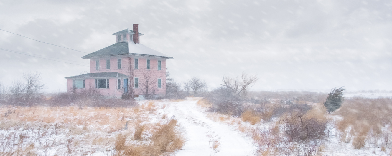 Pink House in winter