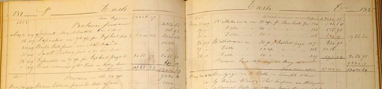 old Bank ledger inside pages